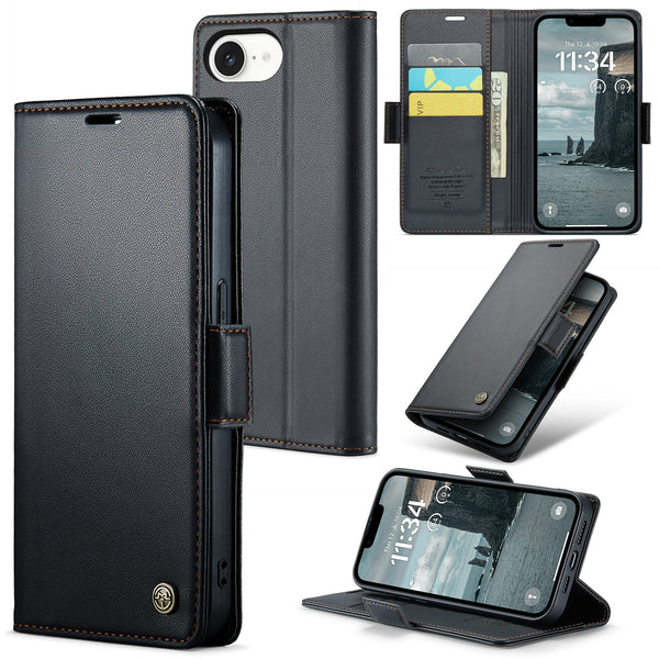 iPhone 16e CaseMe Retro Wallet Case [Black]
