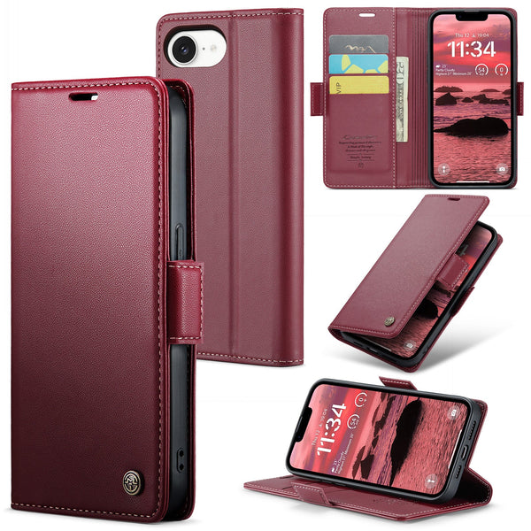 iPhone 16e CaseMe Retro Wallet Case [Maroon]