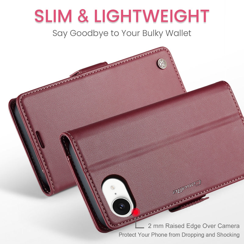 iPhone 16e CaseMe Retro Wallet Case [Maroon]