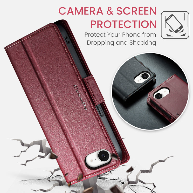 iPhone 16e CaseMe Retro Wallet Case [Maroon]