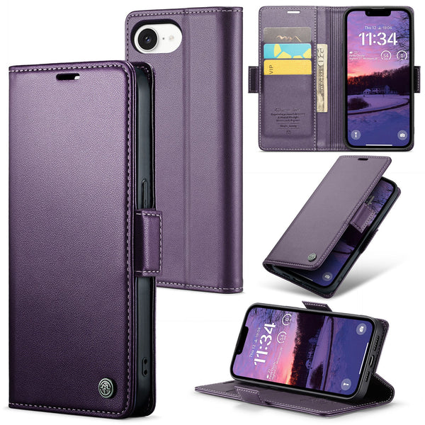 iPhone 16e CaseMe Retro Wallet Case [Purple]