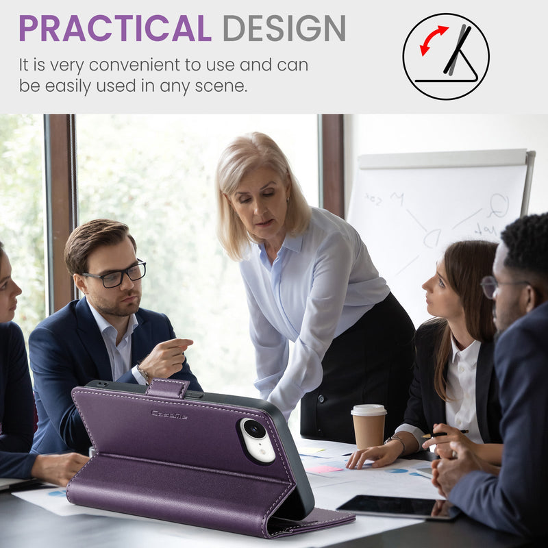 iPhone 16e CaseMe Retro Wallet Case [Purple]