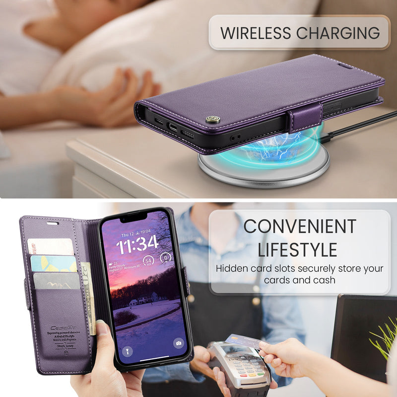 iPhone 16e CaseMe Retro Wallet Case [Purple]