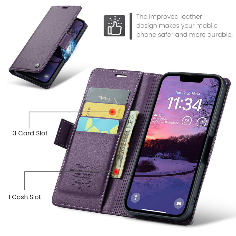 iPhone 16e CaseMe Retro Wallet Case [Purple]