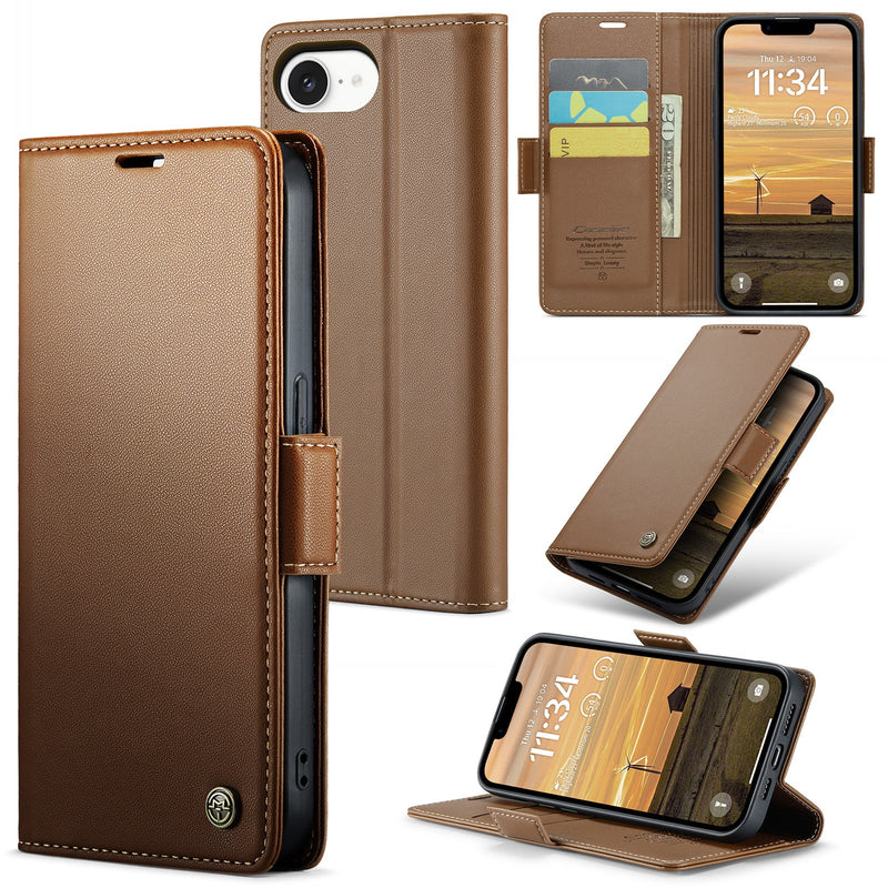 iPhone 16e CaseMe Retro Wallet Case [Brown]
