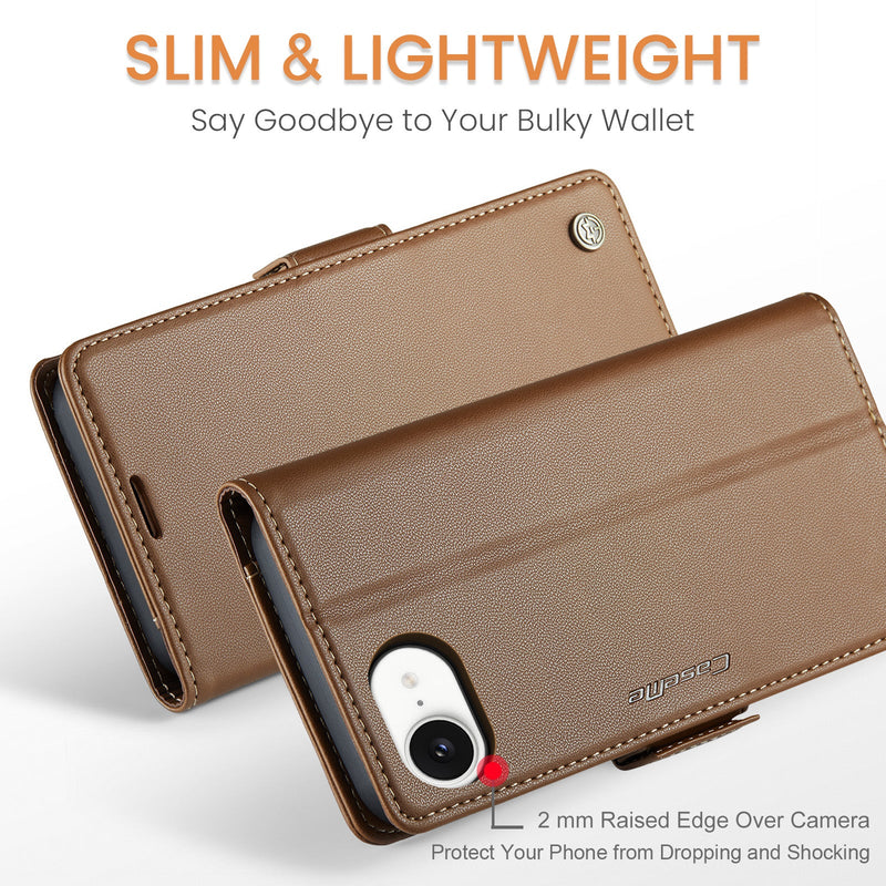 iPhone 16e CaseMe Retro Wallet Case [Brown]