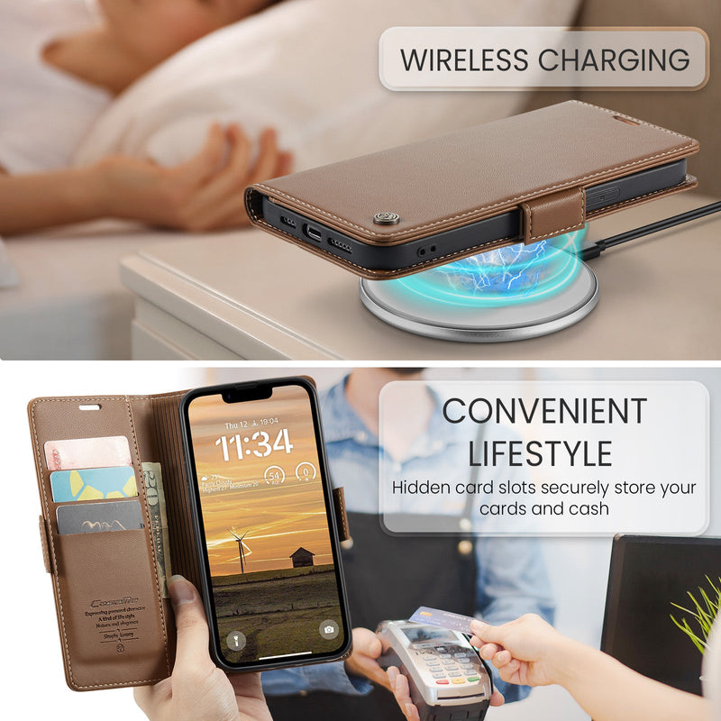 iPhone 16e CaseMe Retro Wallet Case [Brown]