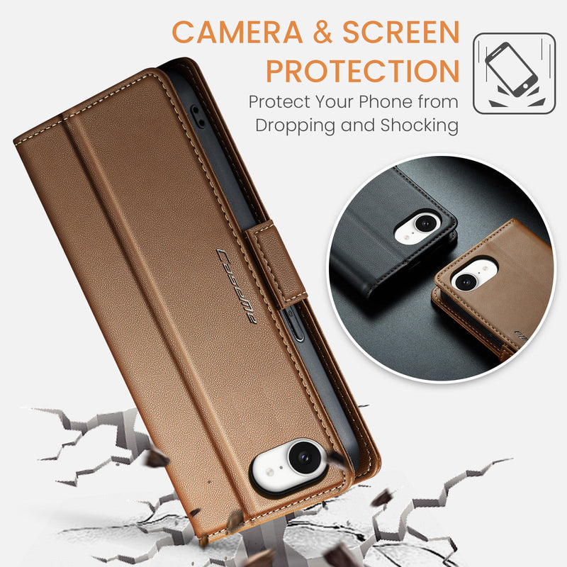 iPhone 16e CaseMe Retro Wallet Case [Brown]