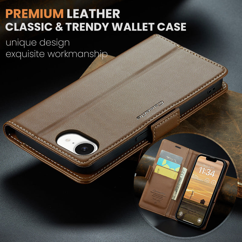 iPhone 16e CaseMe Retro Wallet Case [Brown]