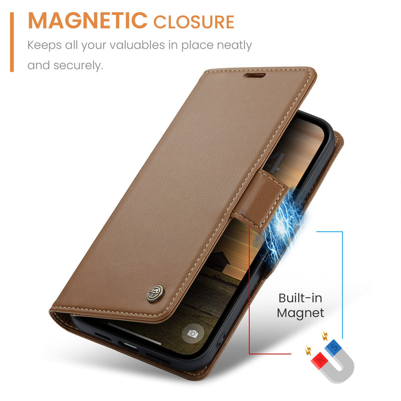 iPhone 16e CaseMe Retro Wallet Case [Brown]