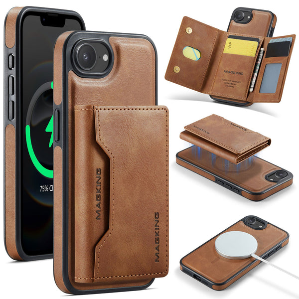 iPhone 16e DG.Ming MagSafe Wallet Case [Brown]