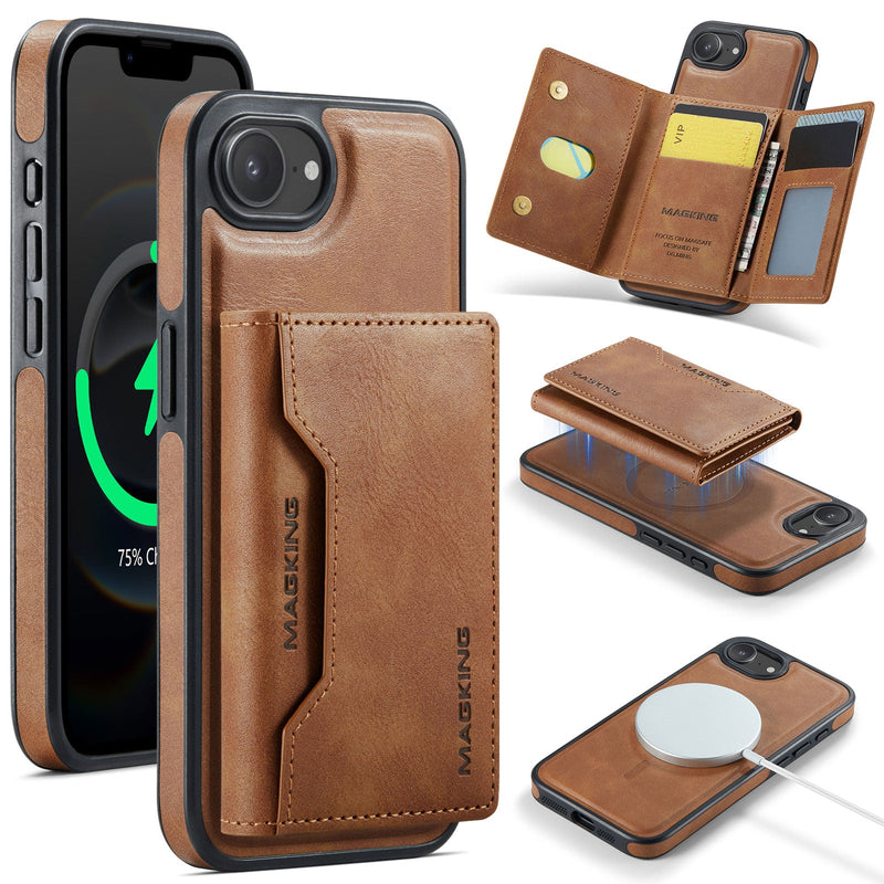 iPhone 16e DG.Ming MagSafe Wallet Case [Brown]