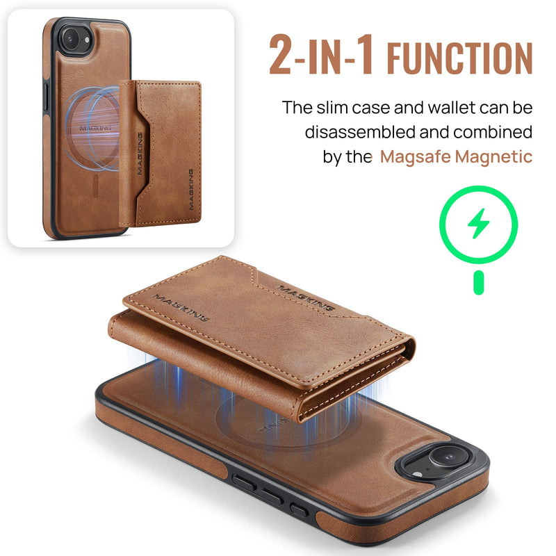 iPhone 16e DG.Ming MagSafe Wallet Case [Brown]