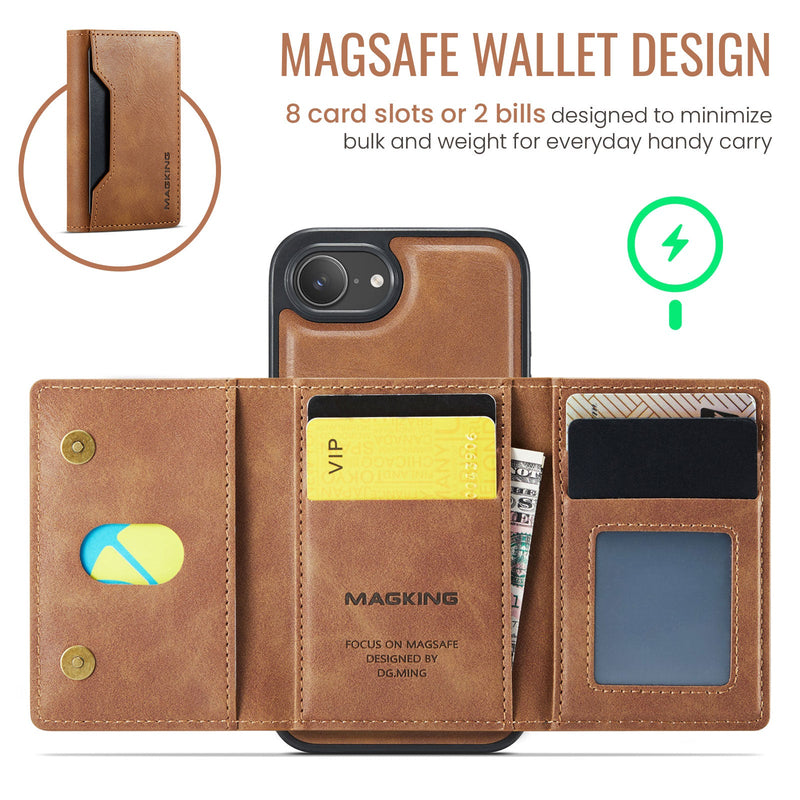 iPhone 16e DG.Ming MagSafe Wallet Case [Brown]