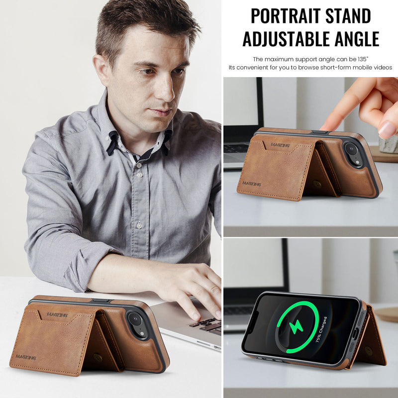 iPhone 16e DG.Ming MagSafe Wallet Case [Brown]