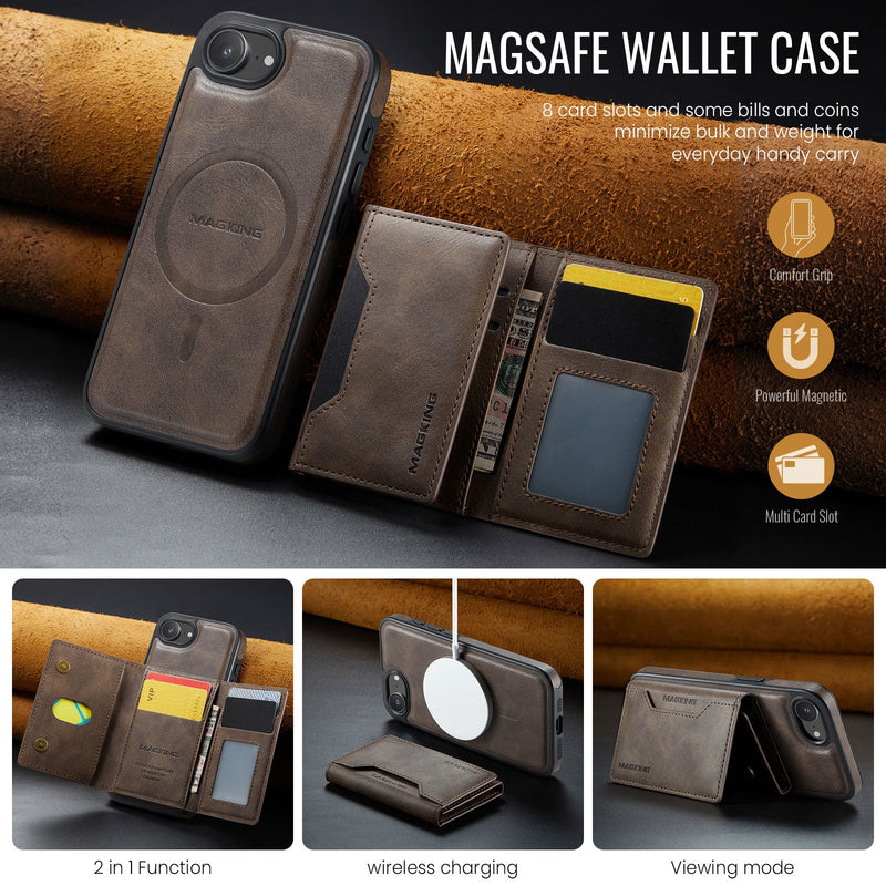 iPhone 16e DG.Ming MagSafe Wallet Case [Coffee]