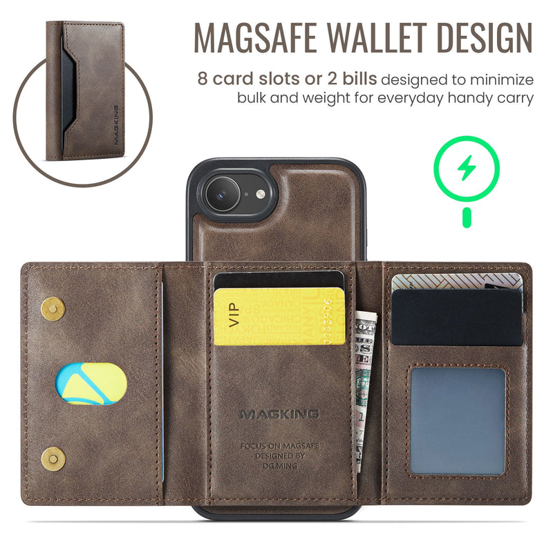 iPhone 16e DG.Ming MagSafe Wallet Case [Coffee]