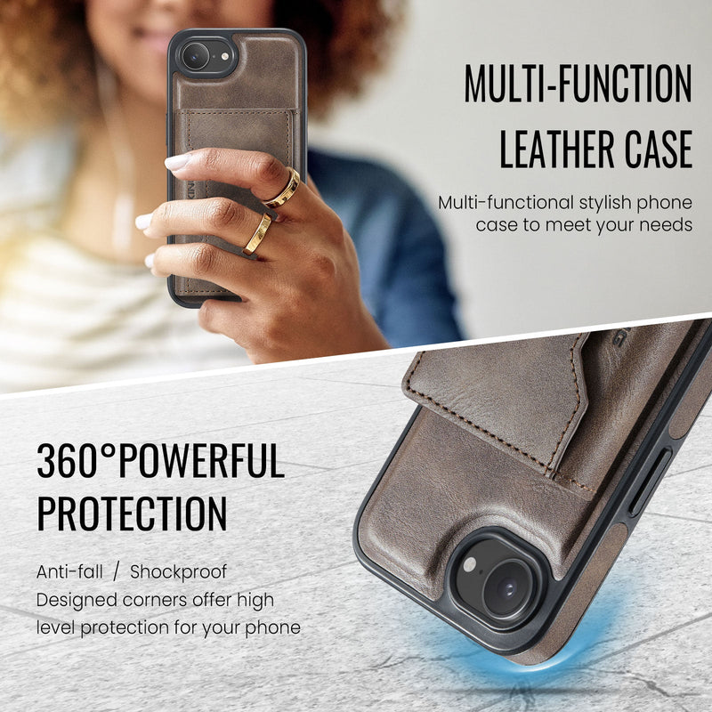 iPhone 16e DG.Ming MagSafe Wallet Case [Coffee]