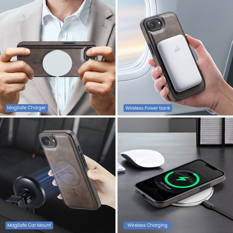 iPhone 16e DG.Ming MagSafe Wallet Case [Coffee]