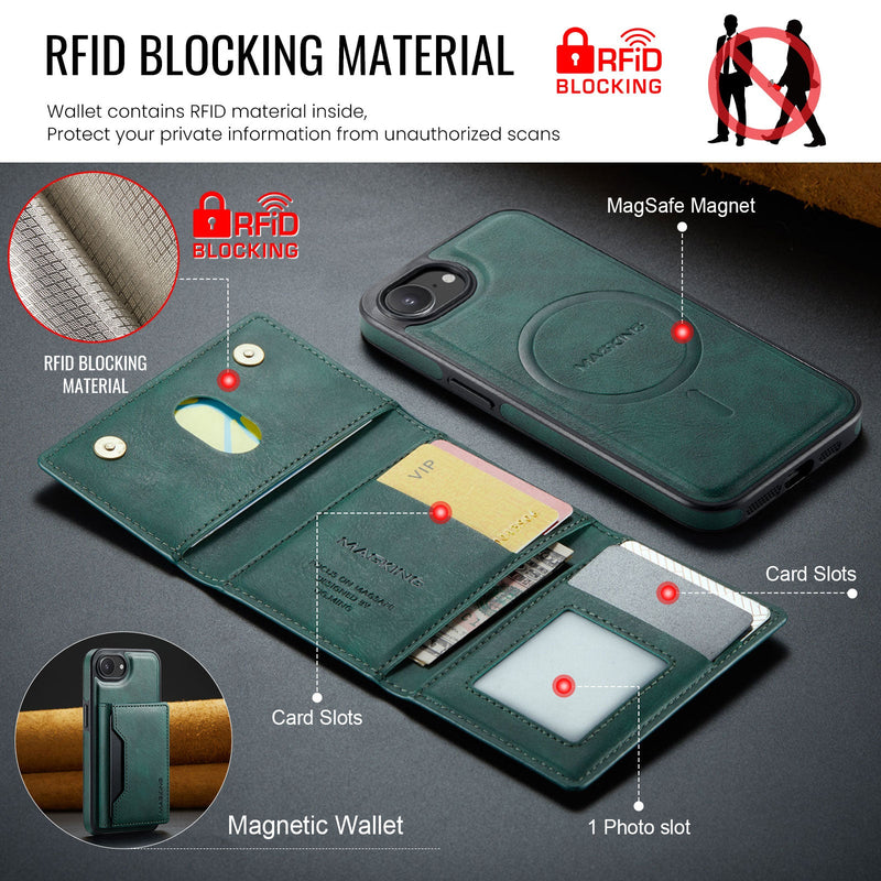 iPhone 16e DG.Ming MagSafe Wallet Case [Green]