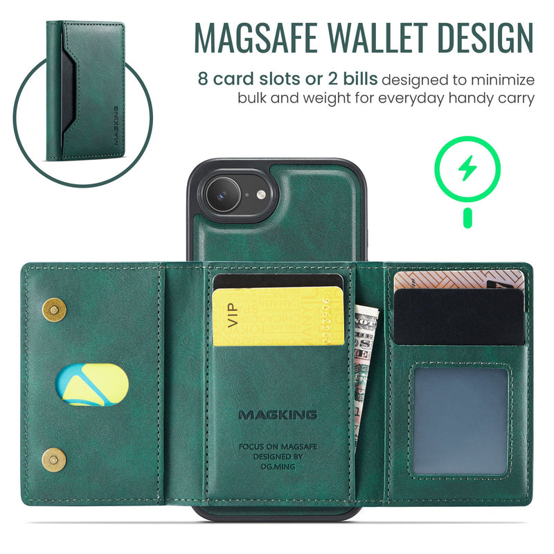iPhone 16e DG.Ming MagSafe Wallet Case [Green]