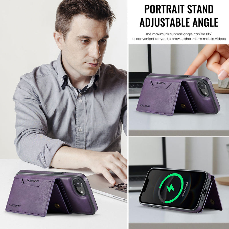 iPhone 16e DG.Ming MagSafe Wallet Case [Purple]