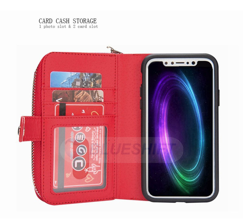 iPhone XS Max Case Zipper Wallet (Red)