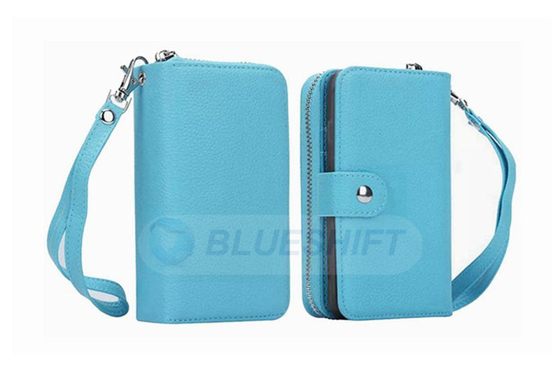 iPhone XS Max Case Zipper Wallet (LightBlue)