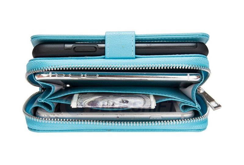 iPhone XS Max Case Zipper Wallet (LightBlue)