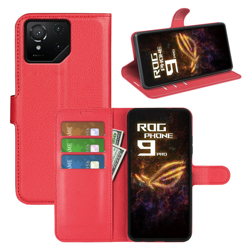 Asus ROG Phone 9 Pro PU Leather Wallet Case [Red]
