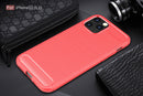 iPhone 12/12Pro (6.1") Carbon Fibre TPU Case Slim Shockproof Cover Red