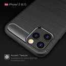 iPhone 12ProMax (6.7") Carbon Fibre TPU Case Slim Shockproof Cover Black