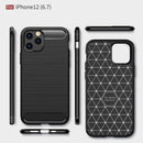 iPhone 12ProMax (6.7") Carbon Fibre TPU Case Slim Shockproof Cover Black