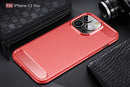 iPhone 13Pro Carbon Fibre TPU Case Slim Shockproof Cover Red