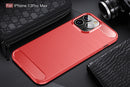 iPhone 13ProMax Carbon Fibre TPU Case Slim Shockproof Cover Red