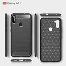 Samsung A11 Carbon Fibre TPU Case Slim Shockproof Cover Black
