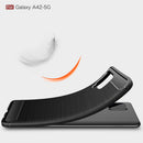 Samsung A42 Carbon Fibre TPU Case Slim Shockproof Cover Red