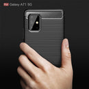 Samsung A71-5G Carbon Fibre TPU Case Slim Shockproof Cover Black