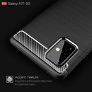 Samsung A71-5G Carbon Fibre TPU Case Slim Shockproof Cover Black