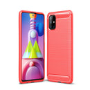 Samsung M51 Carbon Fibre TPU Case Slim Shockproof Cover Red