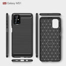 Samsung M51 Carbon Fibre TPU Case Slim Shockproof Cover Navy