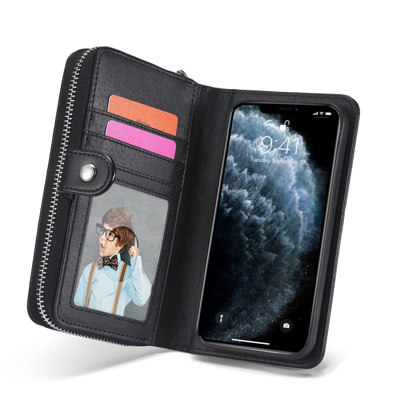iPhone 13 Pro Case Zipper Wallet (Black)