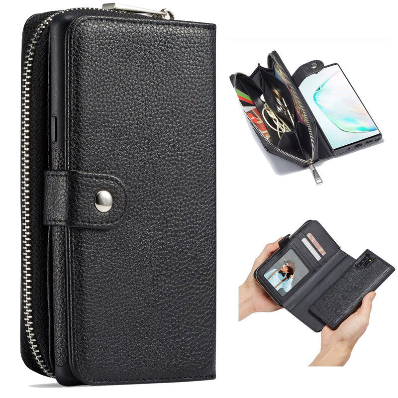 Samsung Note 10 Case Zipper Wallet (Black)