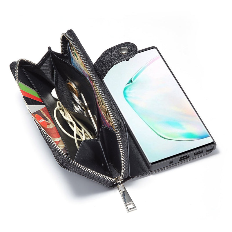 Samsung Note 10 Case Zipper Wallet (Black)