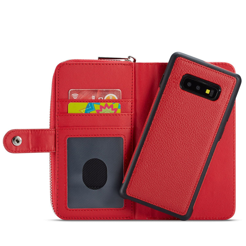 Samsung S10E Case Zipper Wallet (Red)