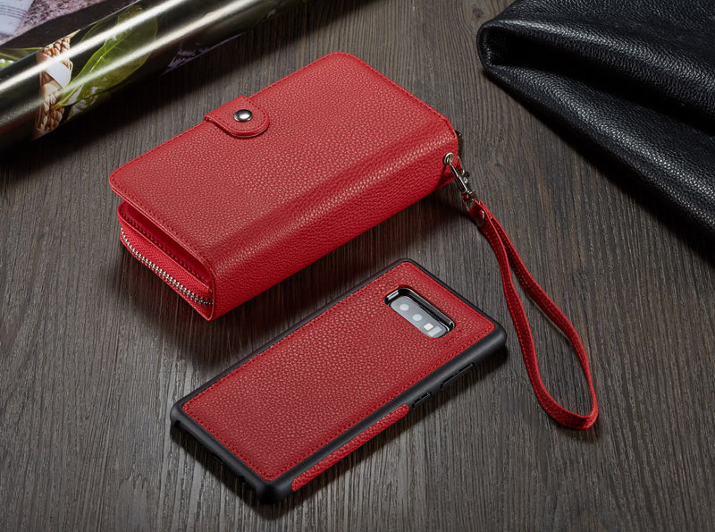 Samsung S10E Case Zipper Wallet (Red)