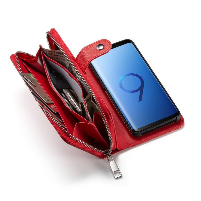 Samsung S9 Case Zipper Wallet (Red)