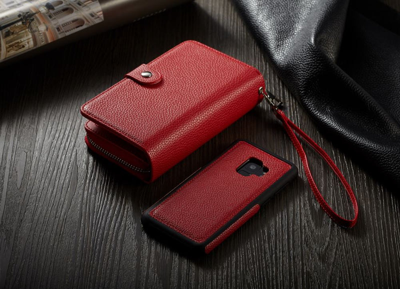 Samsung S9 Case Zipper Wallet (Red)