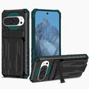 Google Pixel 9Pro Heavy Duty Kickstand Card Holder Case Shockproof Teal