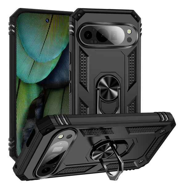 Google Pixel 9 Pro Military Armour Ring Case [Black]
